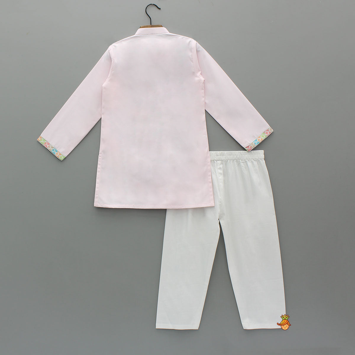 Pink Lace Embroidered Kurta With Pyjama