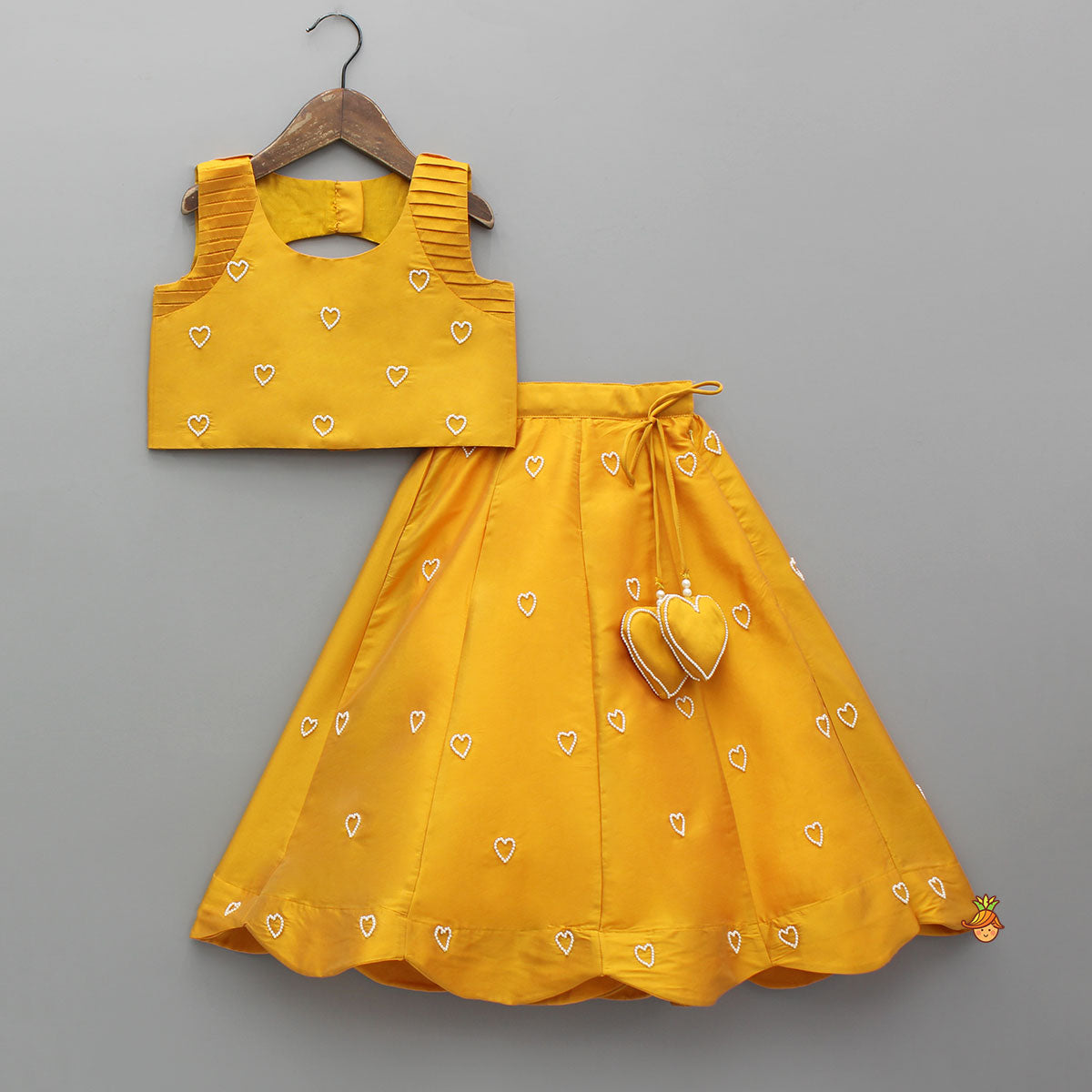 Little Hearts Embroidered Top With Hearts Embroidered Lehenga