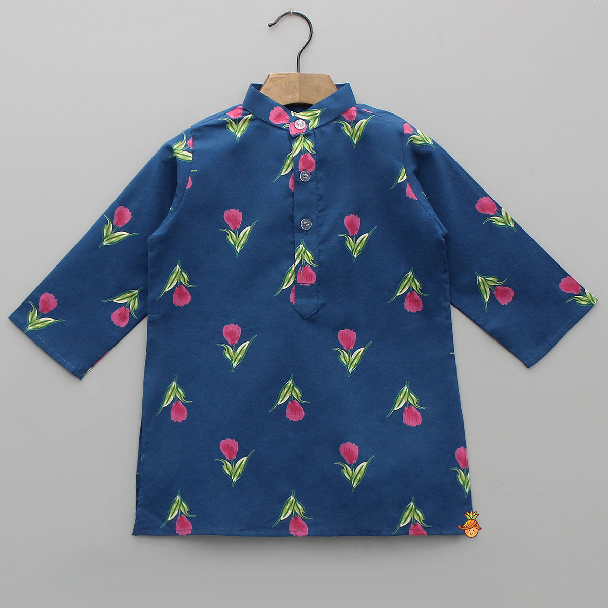 Floral Kurta With Pocket Square Jacket And Churidar