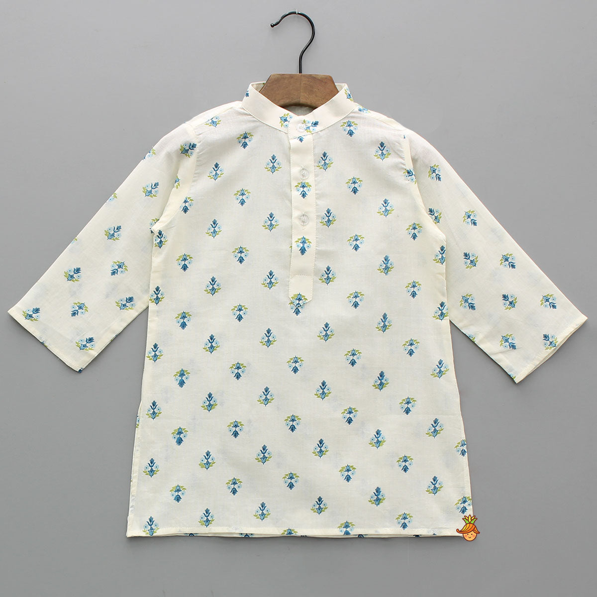 Printed Kurta With Thread Floral Embroidered Jacket And Churidar