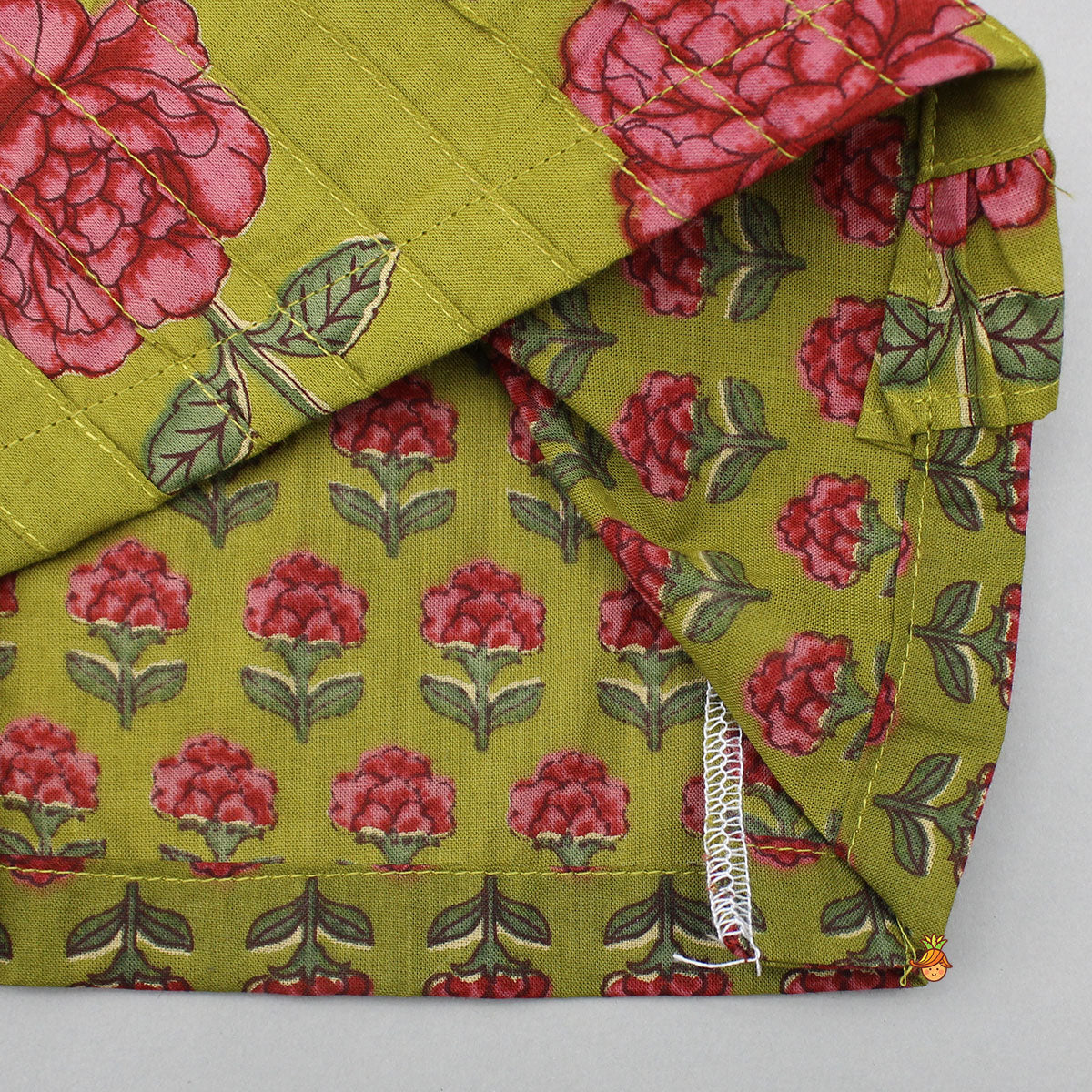 Floral Printed Pin Tuck Detailed Top With Lehenga