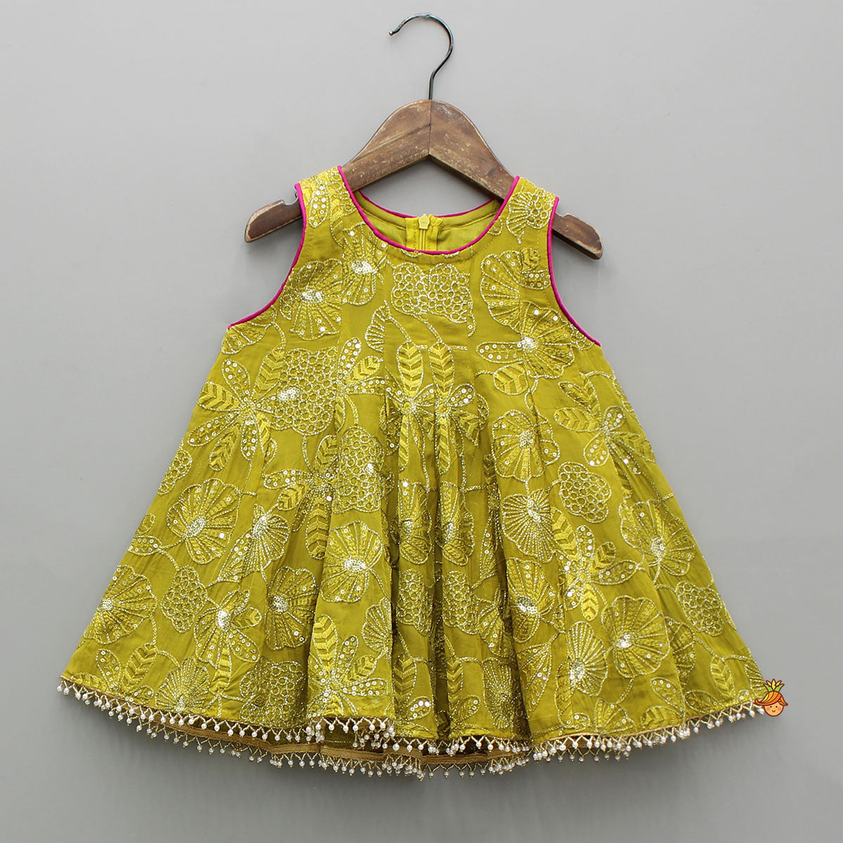 Beautiful Floral Embroidered Sleeveless Georgette Top With Dhoti And Dupatta