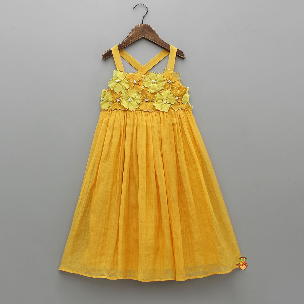 Strappy Dress With Fabric Flower Enhancements