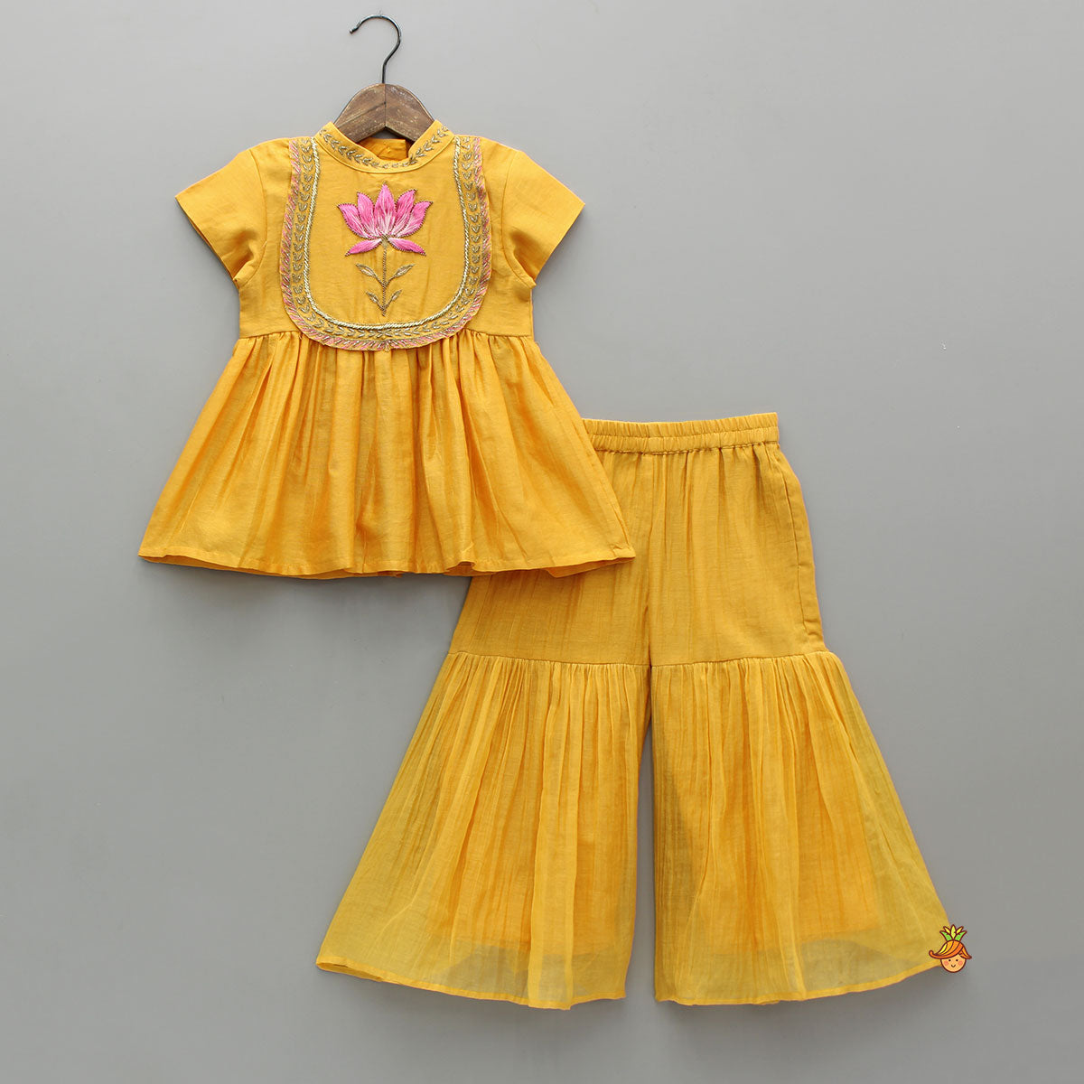 Embroidered Yoke Top With Sharara