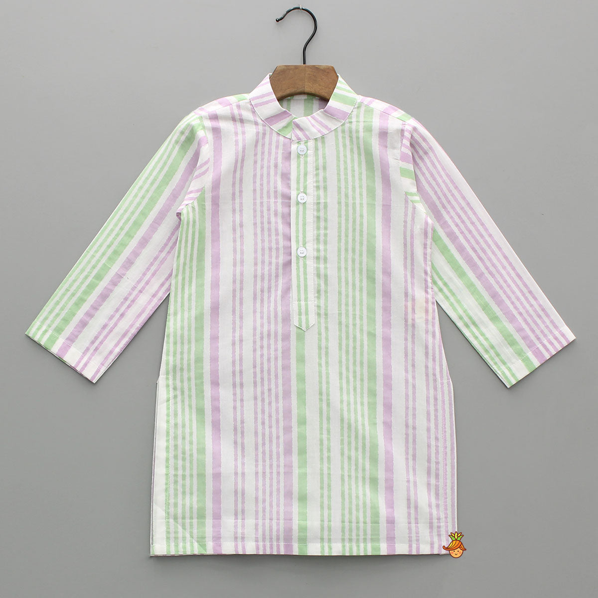 Stripes Printed Kurta With Floral Printed Jacket And Pyjama