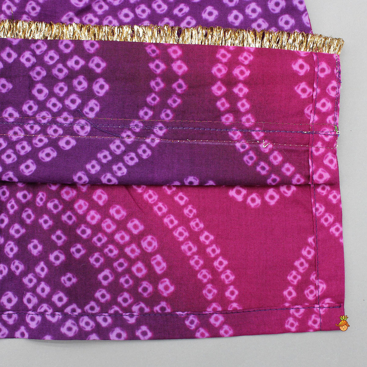 Bandhani Printed Lace Detailed Kurti With Sharara And Dupatta