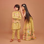 Ethnic Kurta And Floral Embroidered Jacket With Pyjama twinning model image 1