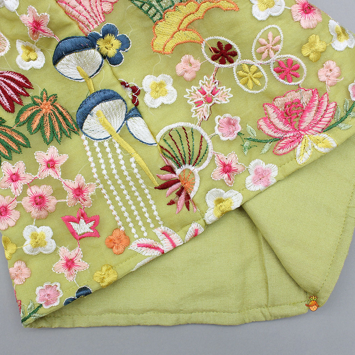 Ethnic Kurta And Floral Embroidered Jacket With Pyjama