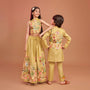 Ethnic Kurta And Floral Embroidered Jacket With Pyjama twinning model image 2