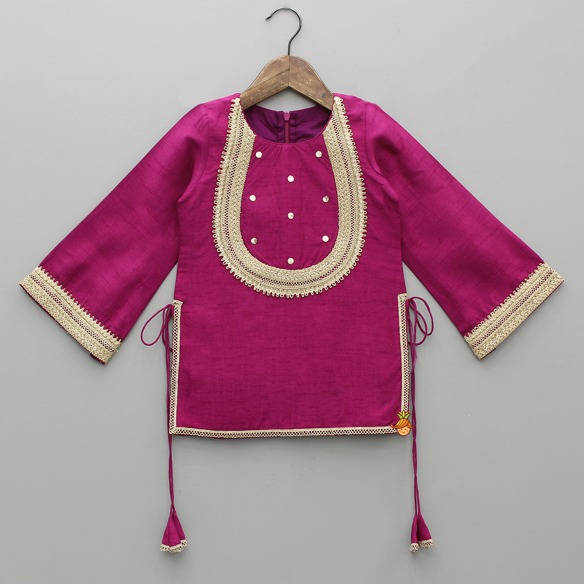 Yoke-Detail Ethnic Kurti With Matching Salwar And Dupatta