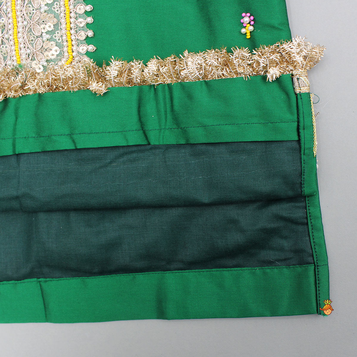 Beautiful Lace Work Green Kurti With Salwar And Dupatta