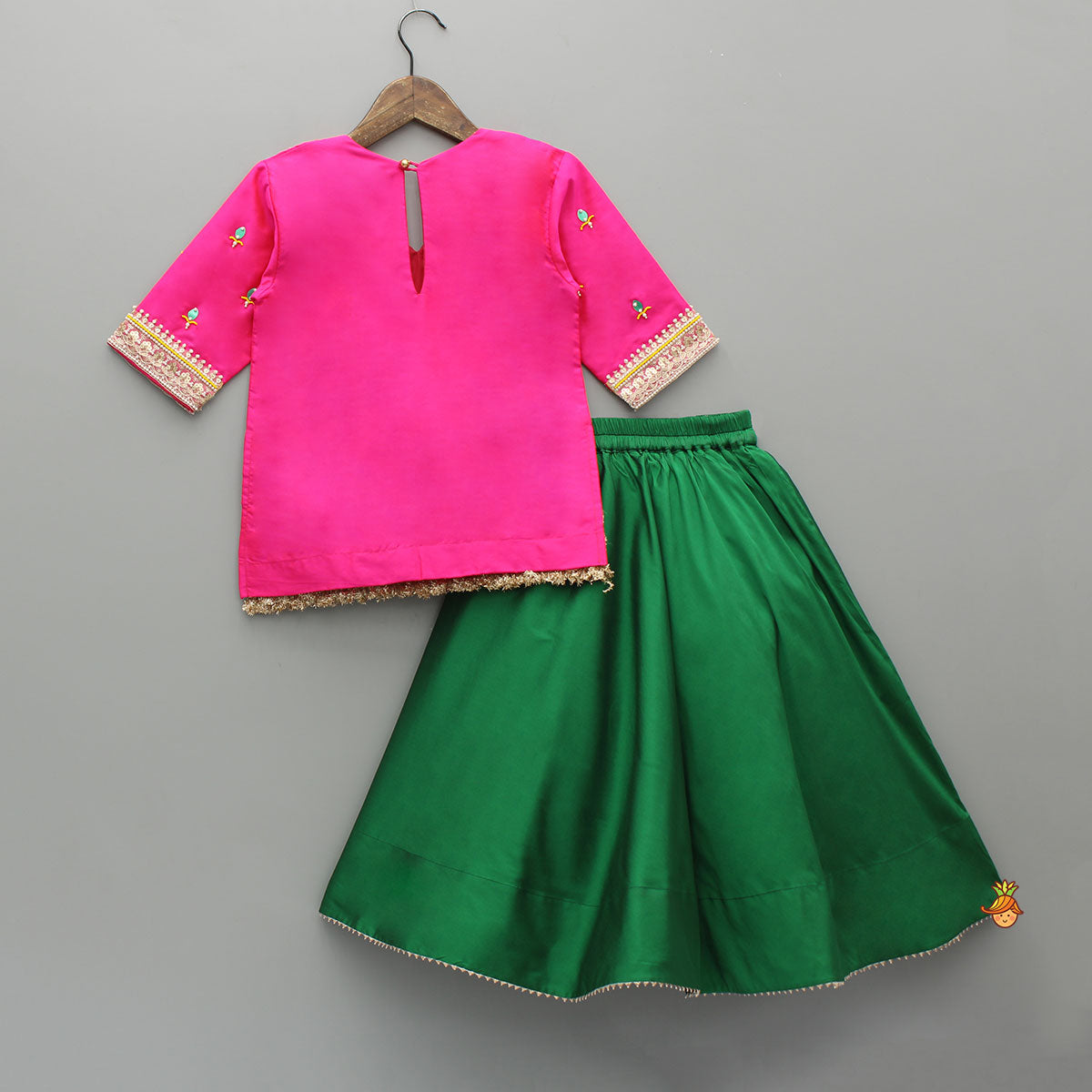 Beautiful Lace Work Beaded Kurti With Lehenga And Dupatta