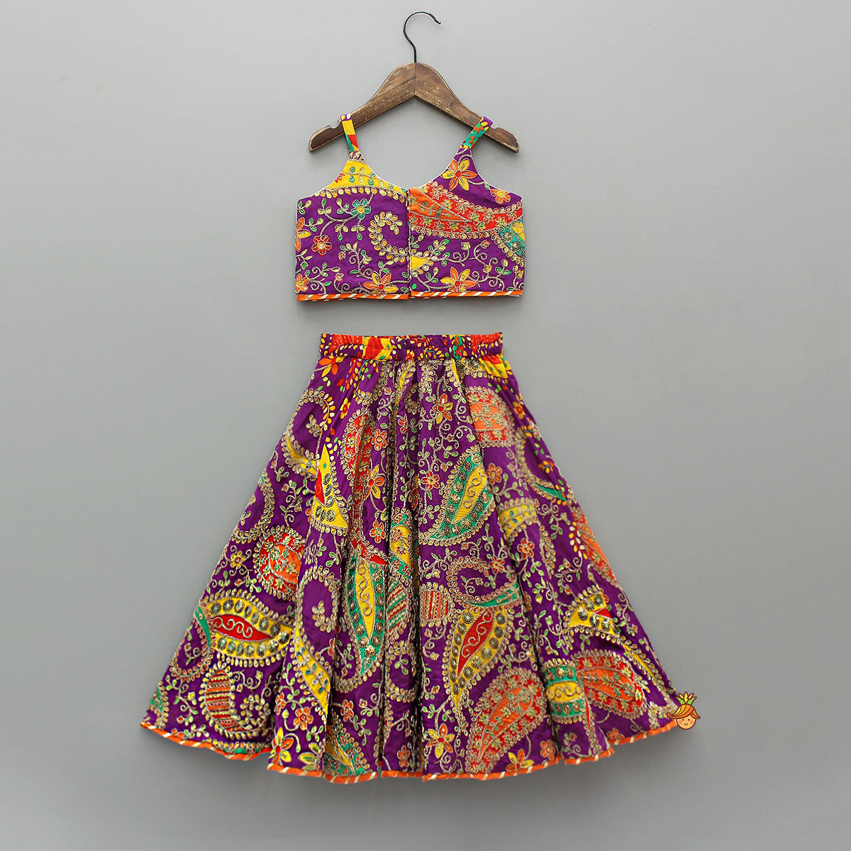 Beautifully Heavy Embroidered Strappy Top And Lehenga With Contrasting Dupatta