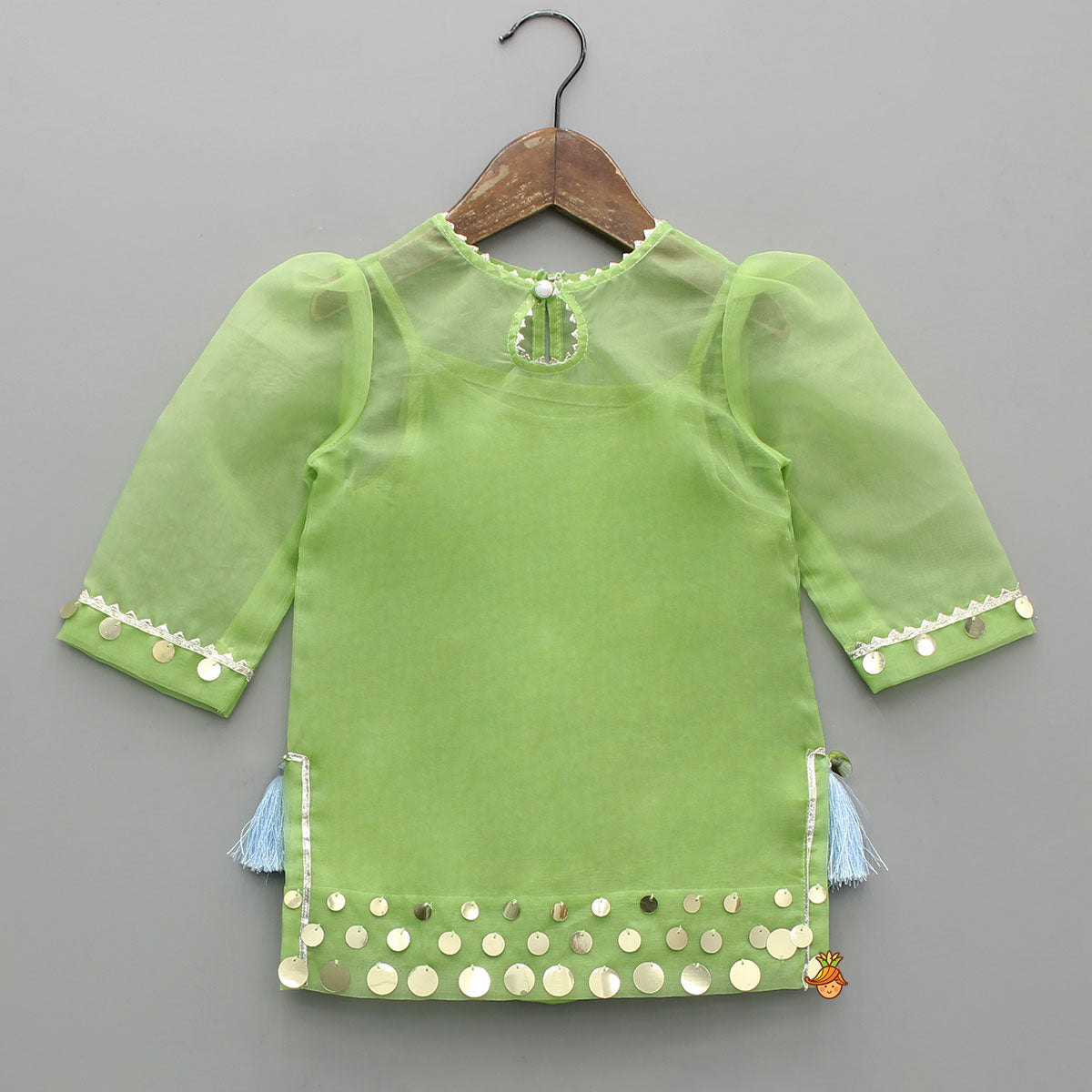 Ethnic Strappy Top With Embellished Kurti And Ruffled Sharara With Dupatta