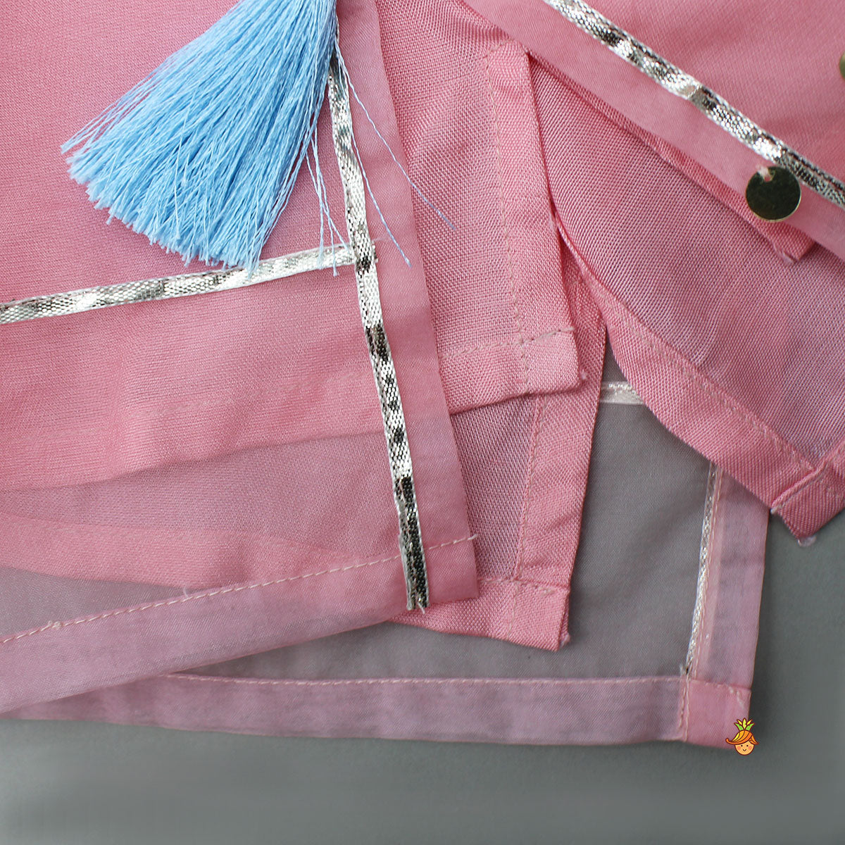 Elegant Strappy Top With Embellished Kurti And Ruffled Sharara With Dupatta