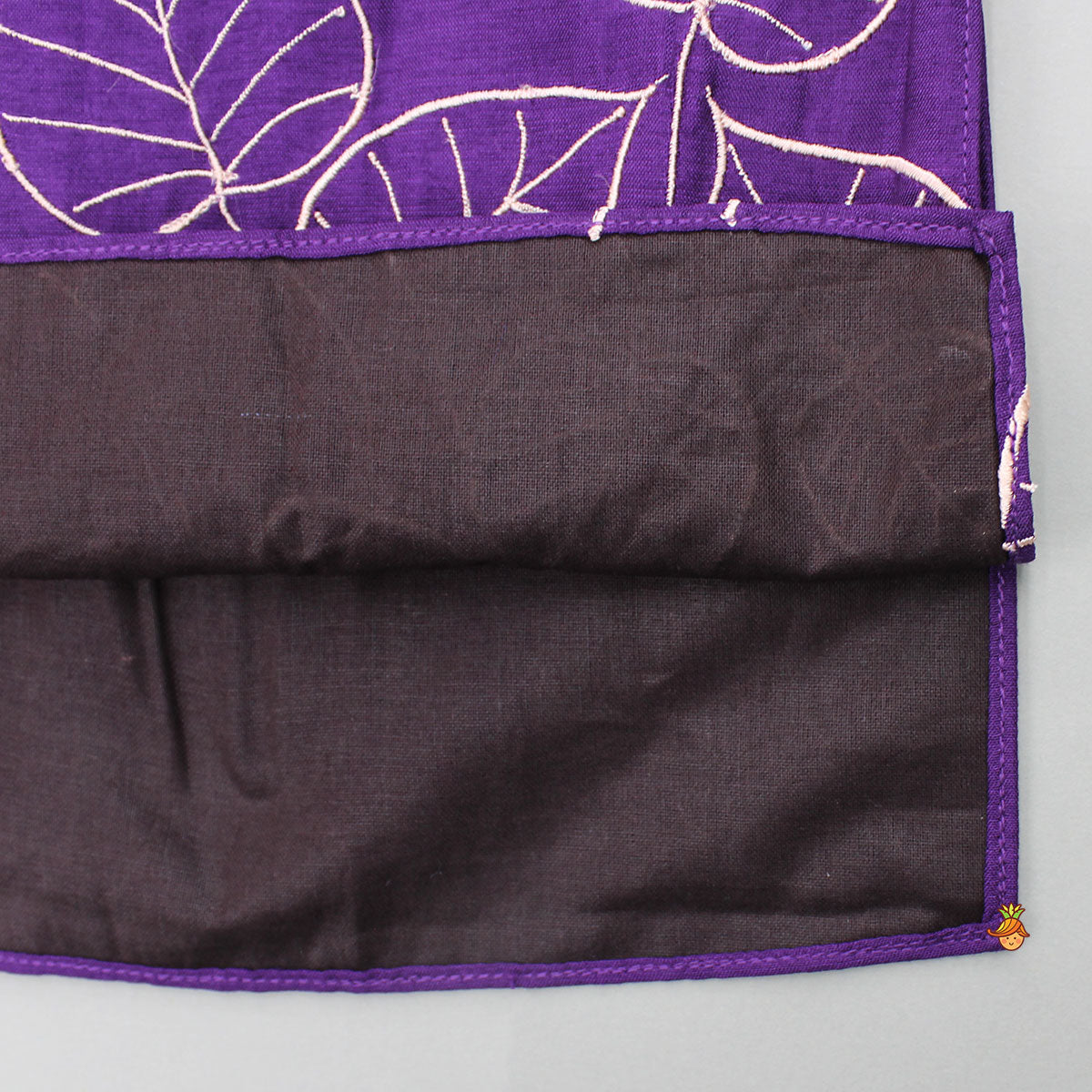 Purple Leaf Embroidered Kurta With Pyjama