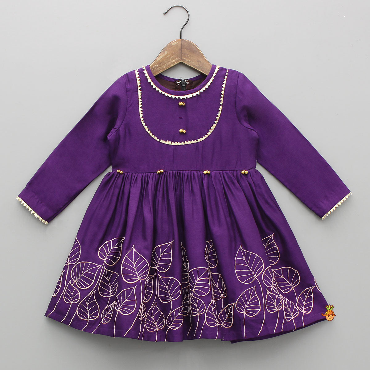 Leaf Embroidered Kurti With Matching Embroidered Palazzo And Dupatta