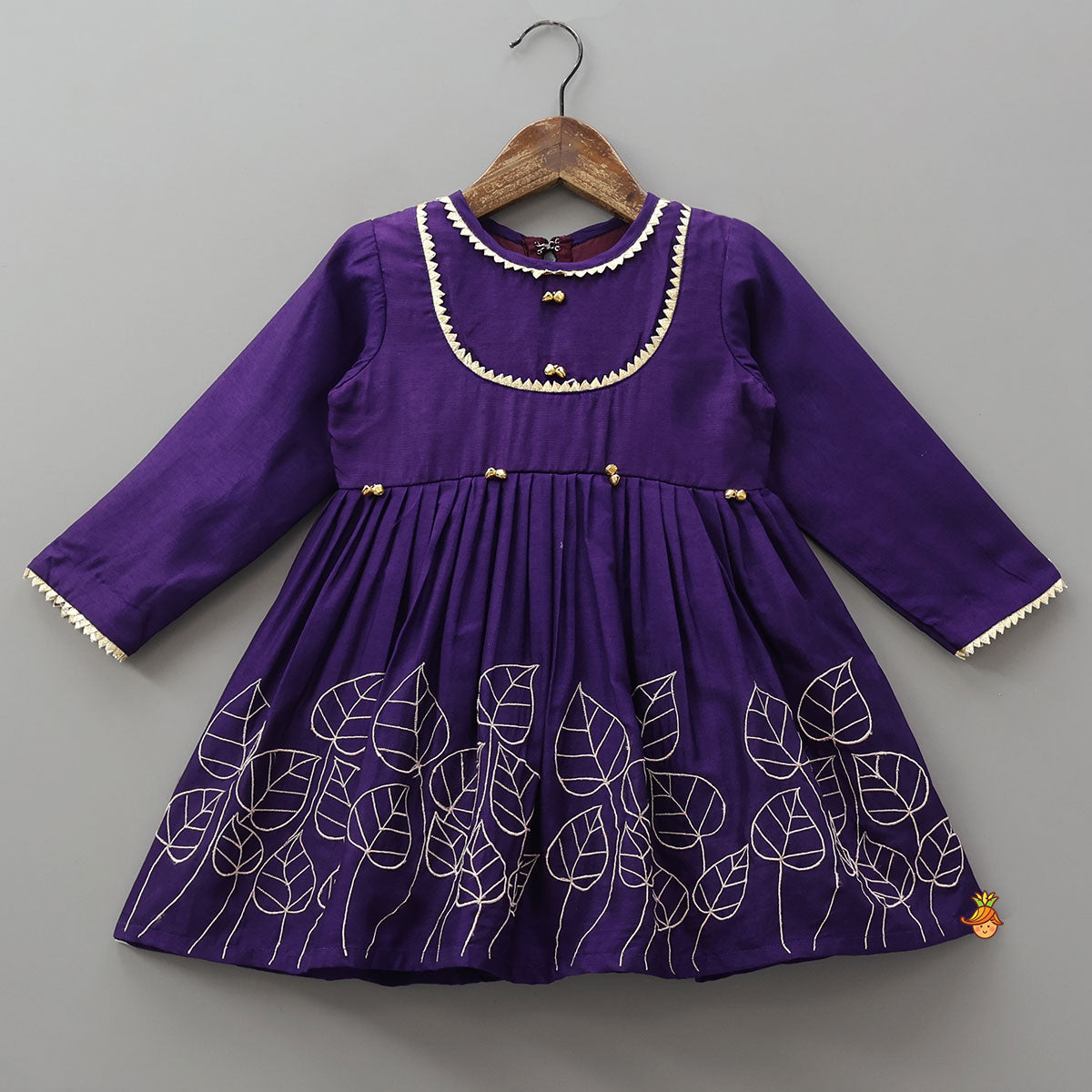 Leaf Embroidered Kurti With Matching Embroidered Palazzo And Dupatta