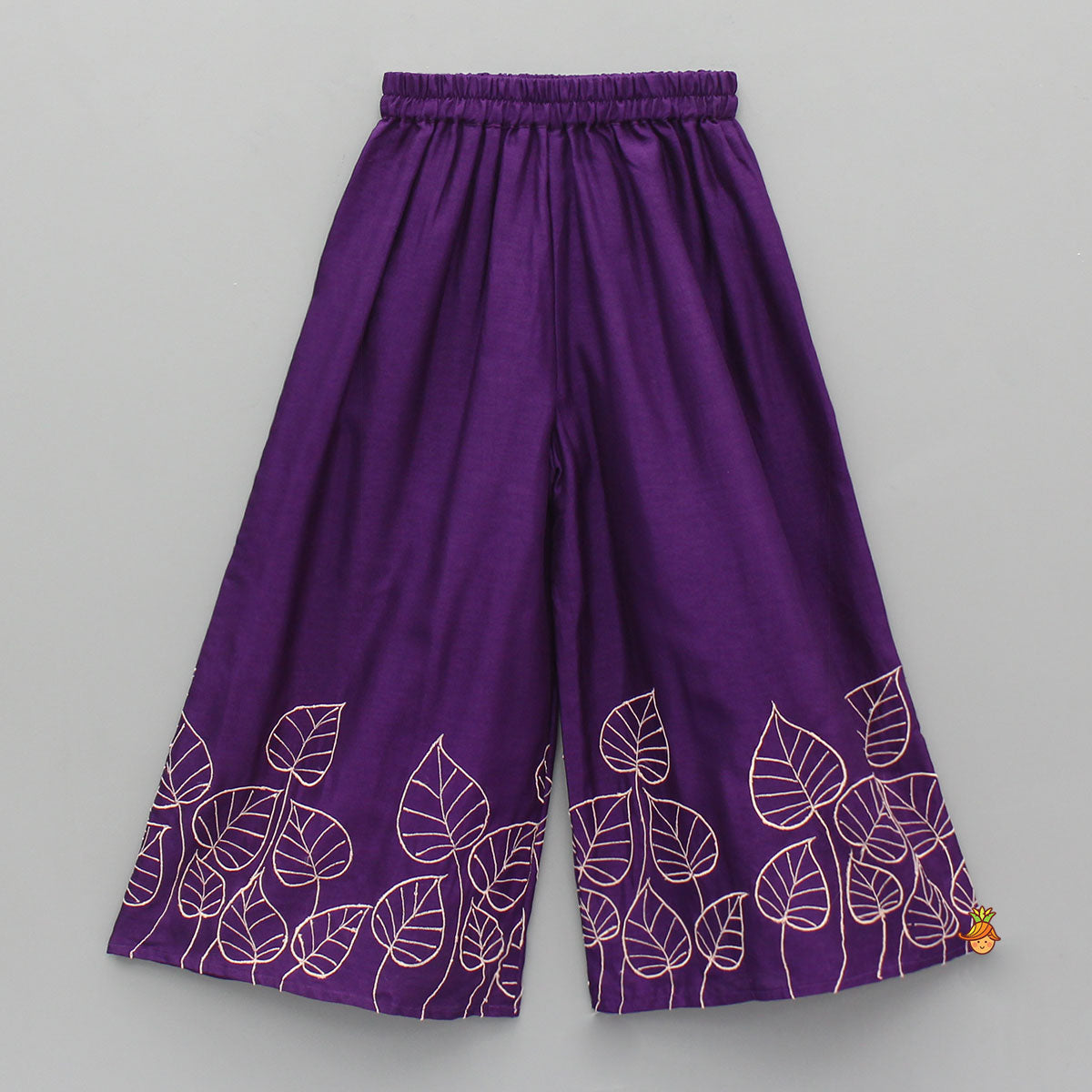 Leaf Embroidered Kurti With Matching Embroidered Palazzo And Dupatta