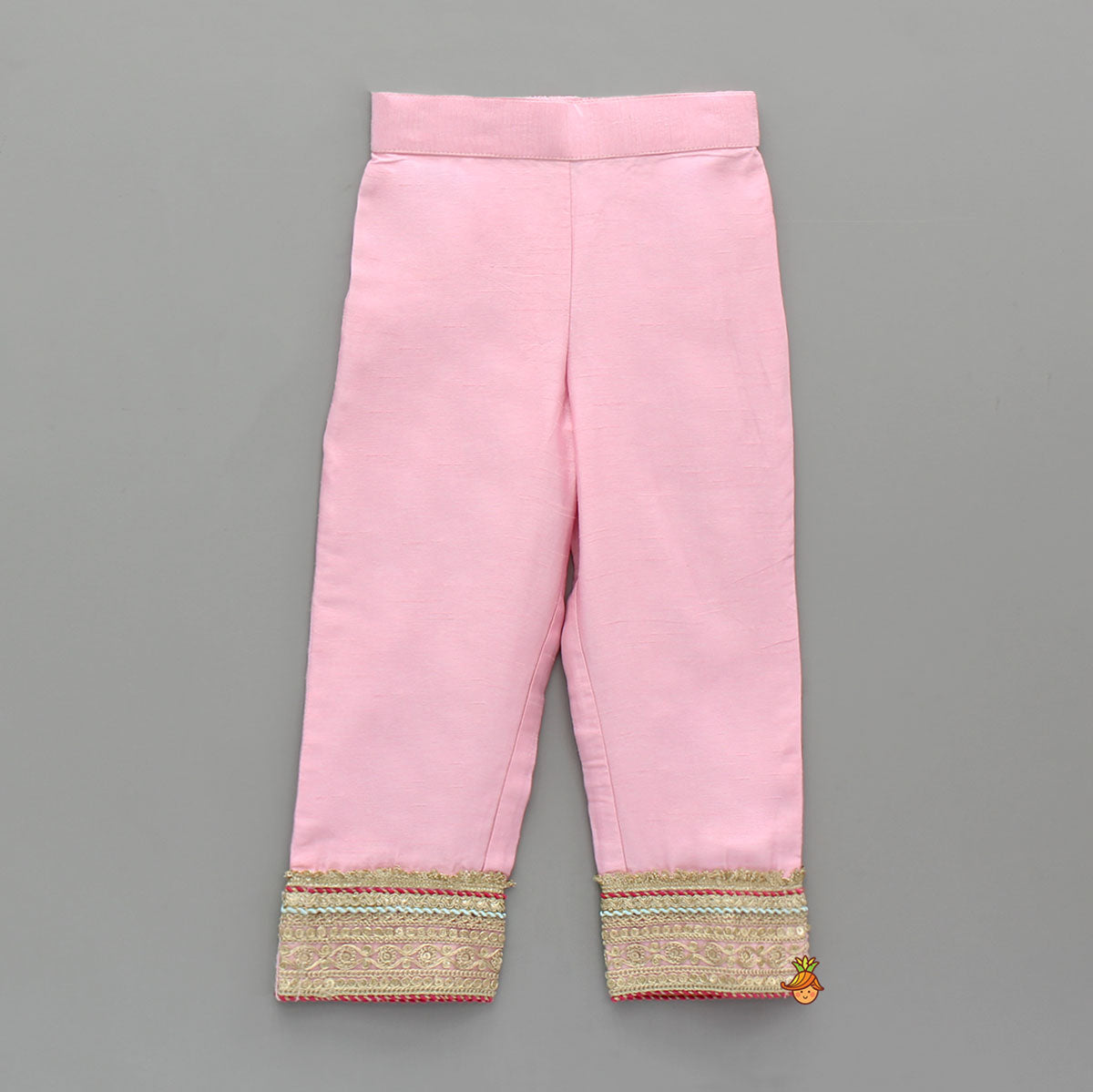 Elegant Lace Adorned Kurti With Matching Pant And Dupatta