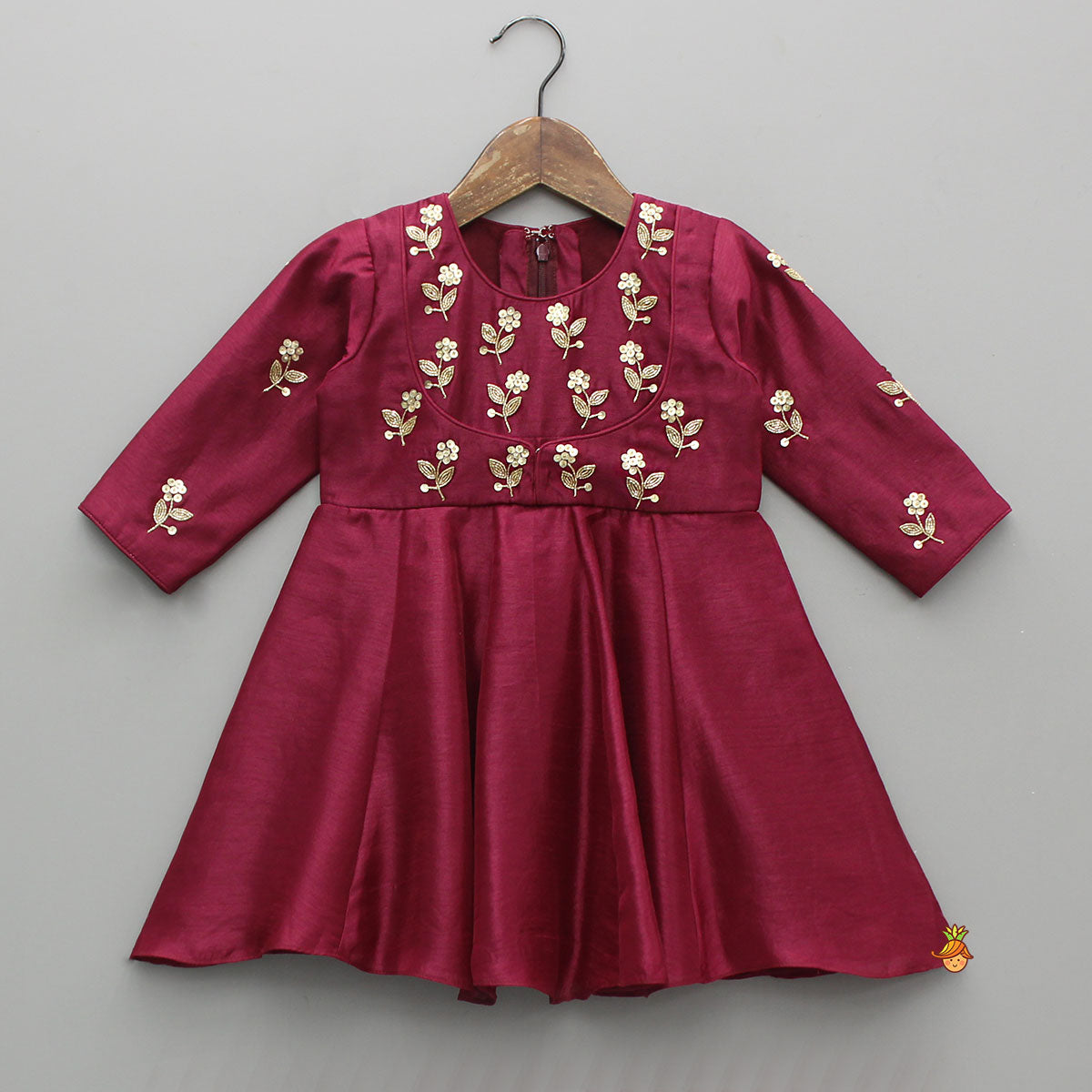 Faux Jacket Style Yoke Embroidered Kurti With Tulip Style Dhoti