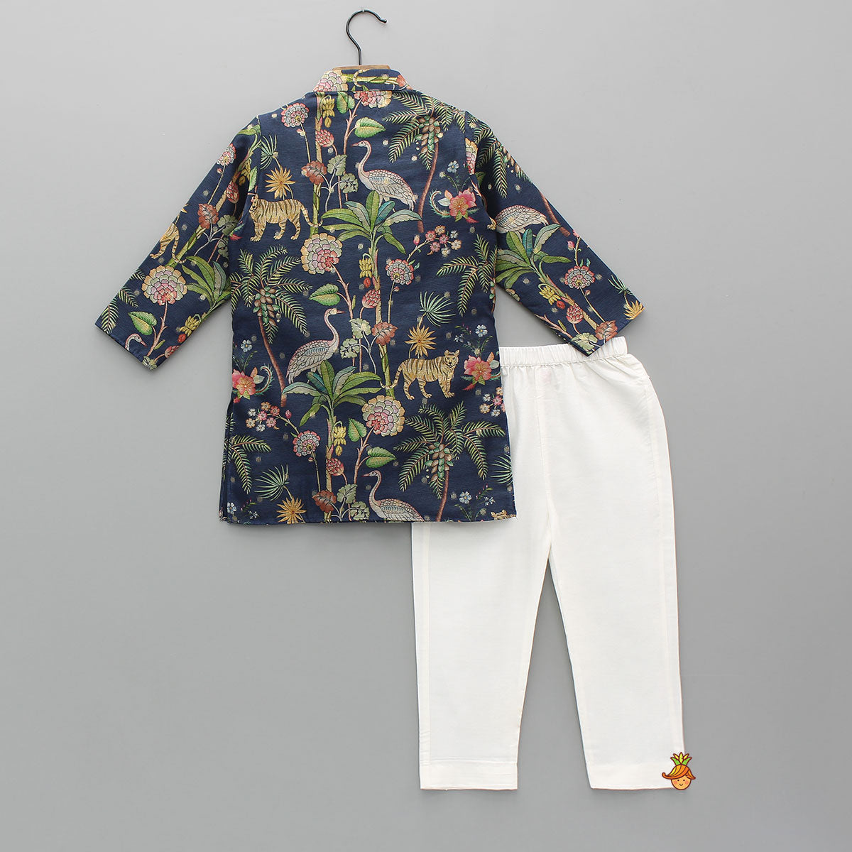 Jungle Printed Jacket Style Kurta With Pyjama