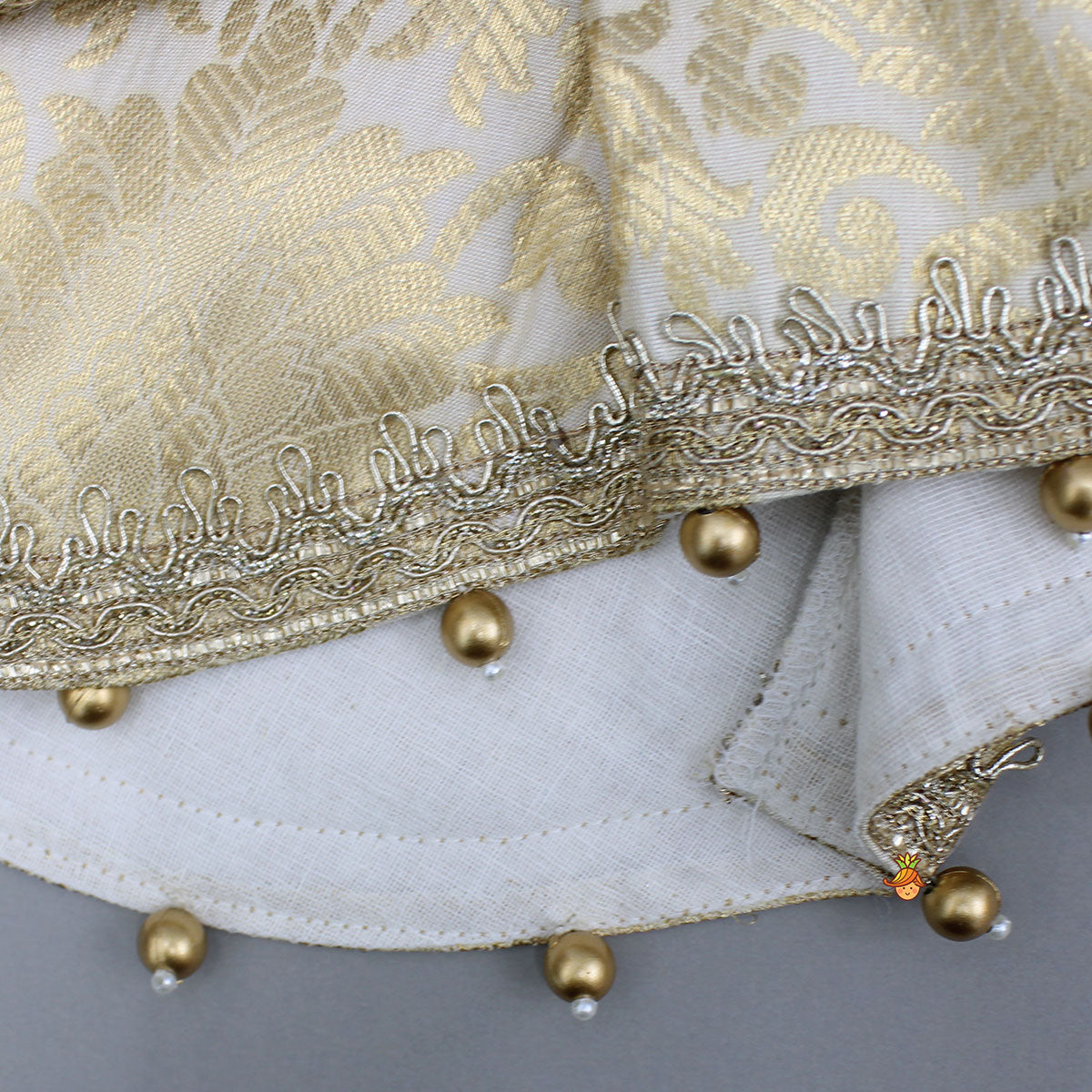 Brocade High-Low Top And Lehenga With Gota Lace Work Dupatta