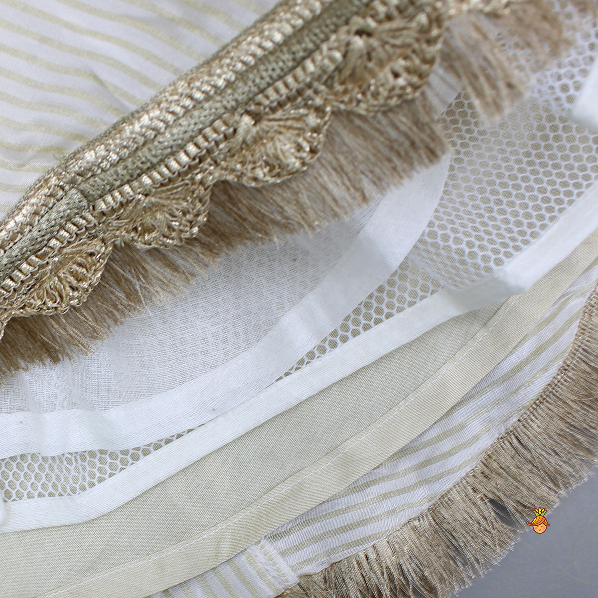 Brocade High-Low Top And Lehenga With Gota Lace Work Dupatta