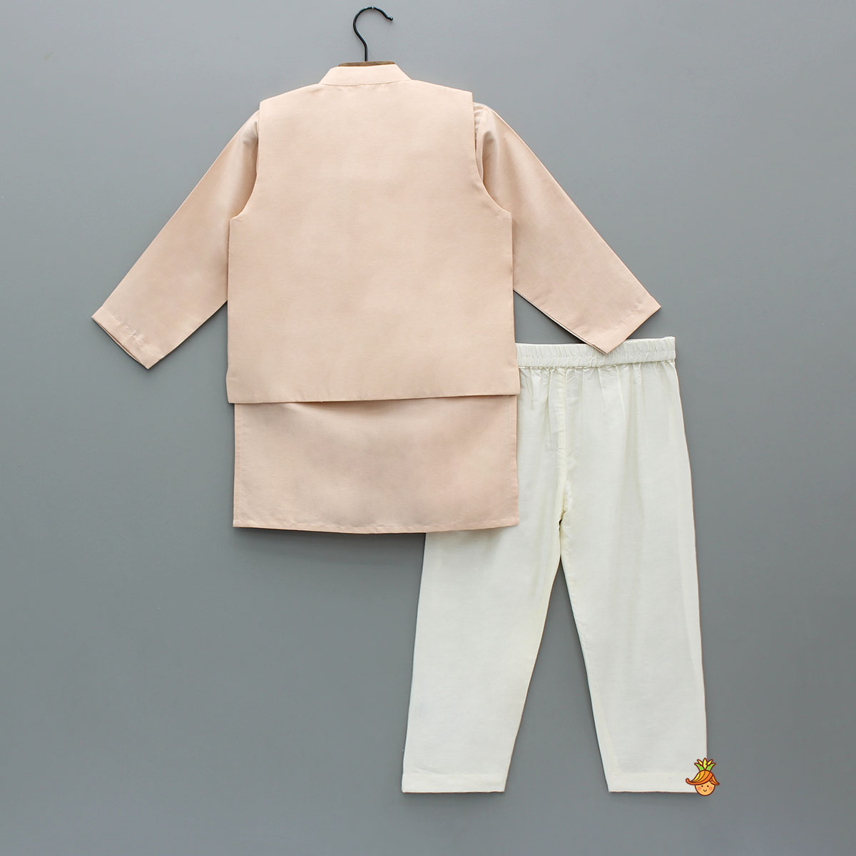 Kurta With Potli Button Detailed Jacket And Pyjama