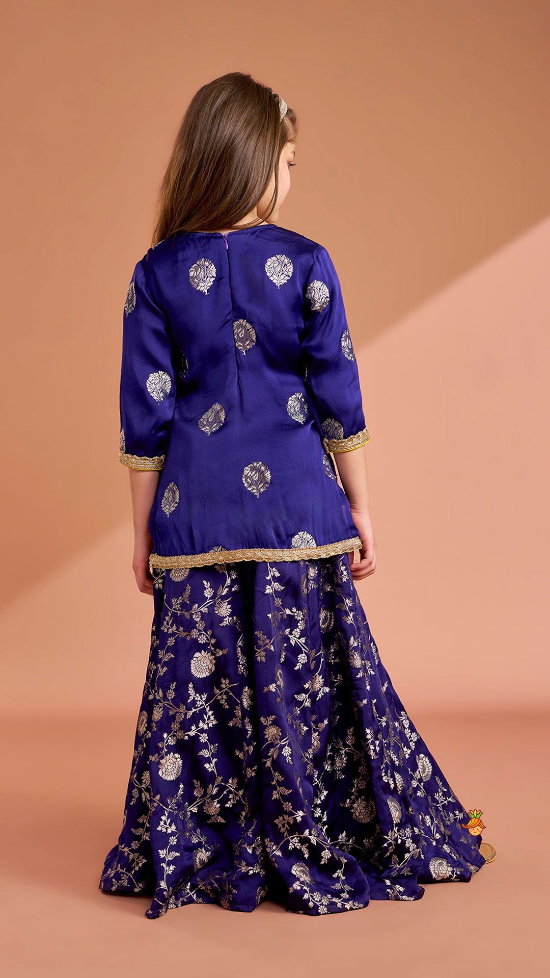 Beautiful Lace Adorned Kurti With Floral Palazzo And Dupatta