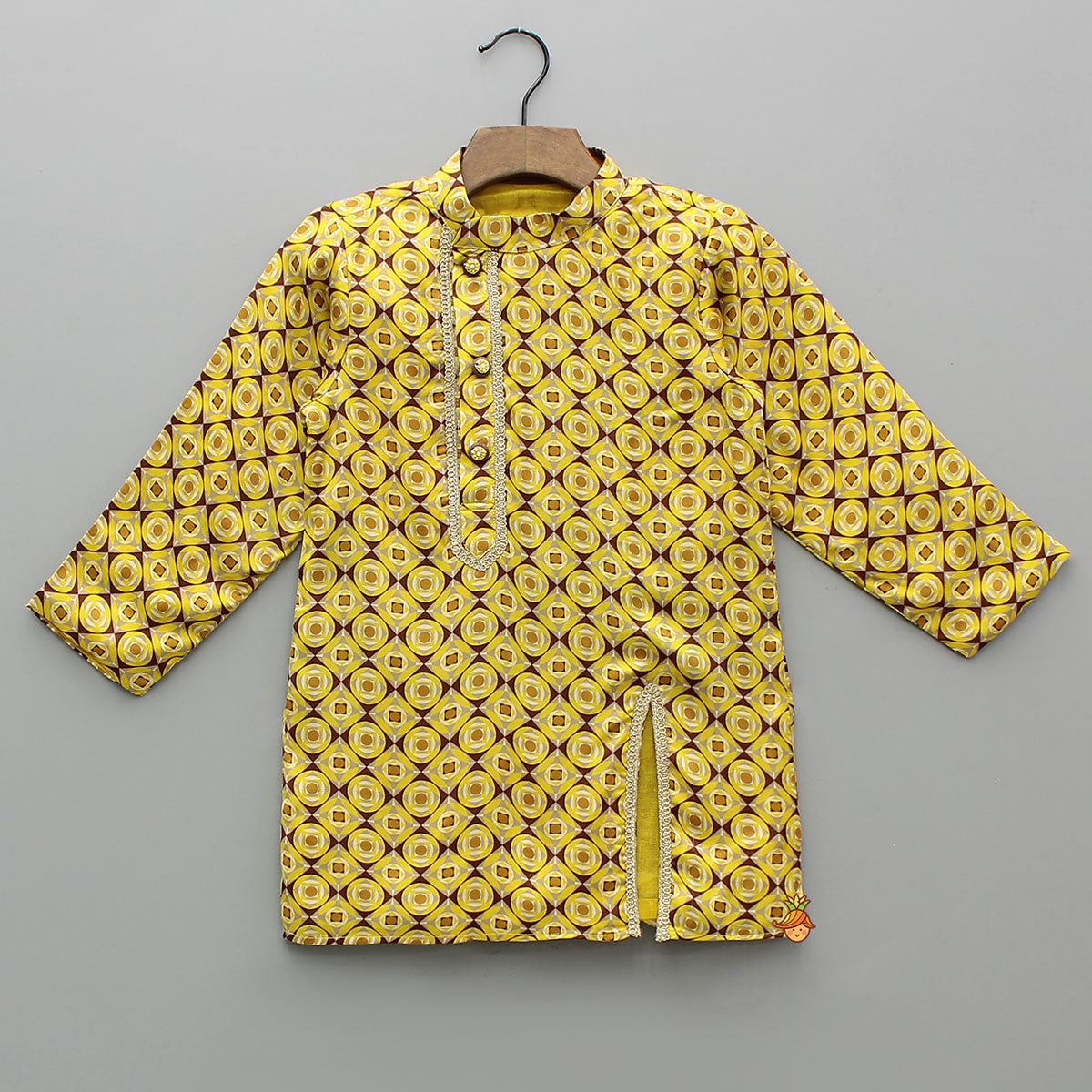 Printed Asymmetrical Placket Kurta With Dhoti