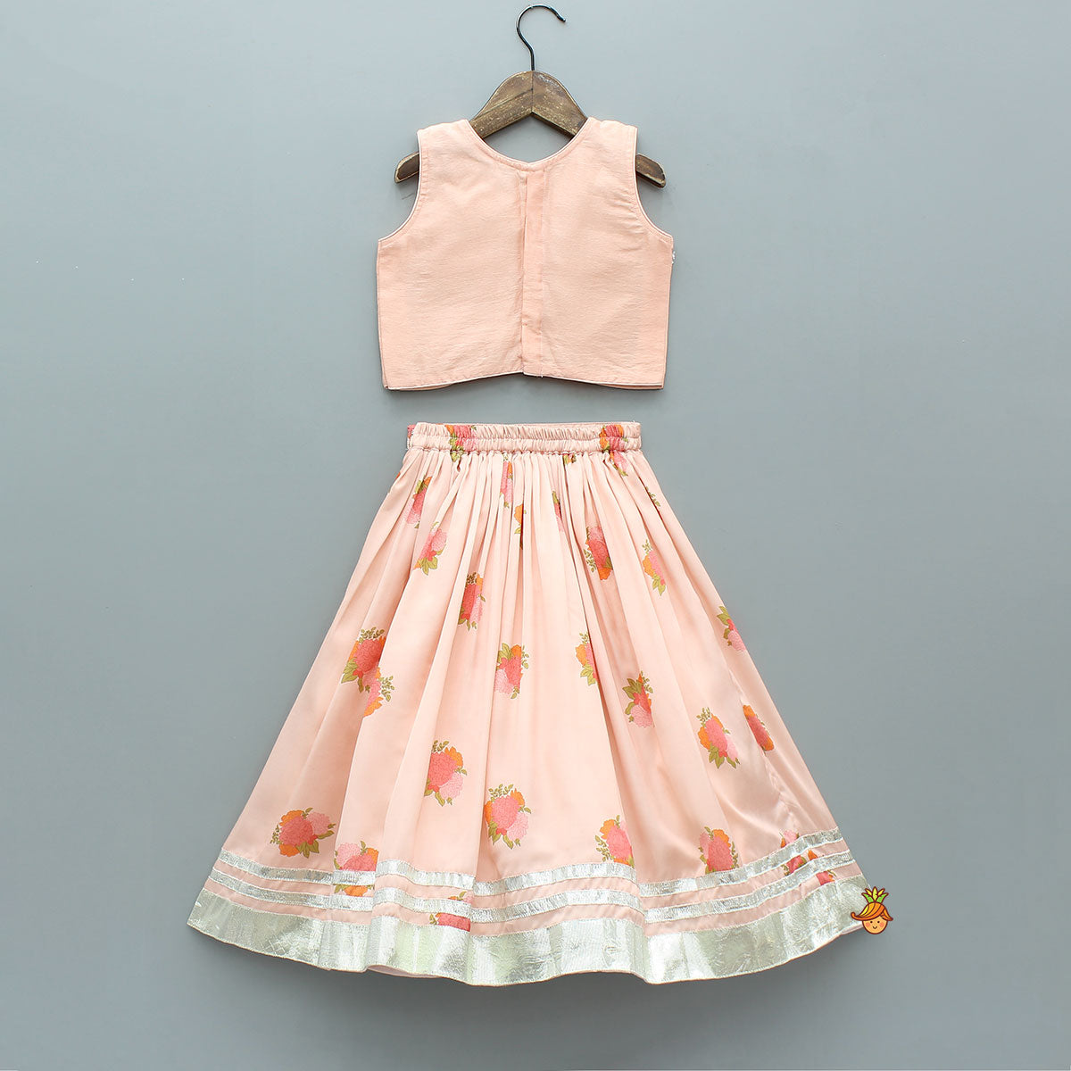 Fringe-Detailed Embroidered Top With Lehenga And Net Dupatta With Matching Potli Bag