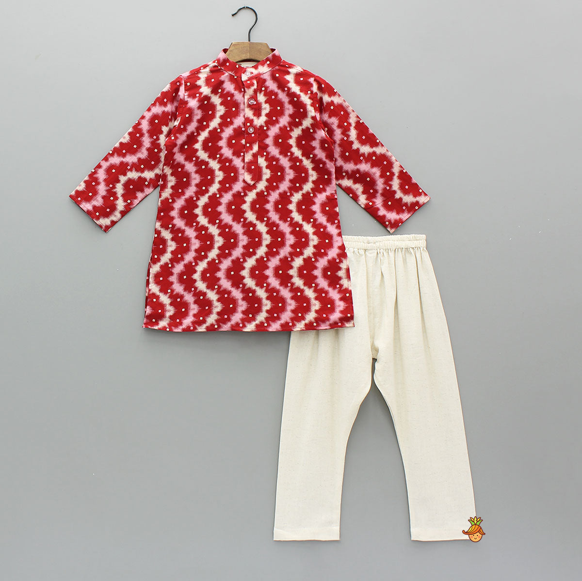 Tie-Dye Effect Printed Kurta With Embroidered Jacket And Churidar