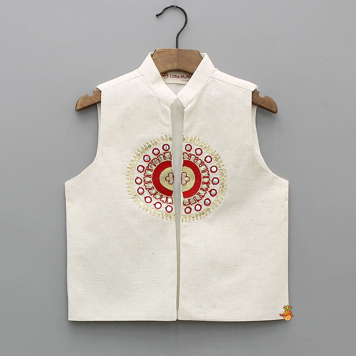 Tie-Dye Effect Printed Kurta With Embroidered Jacket And Churidar