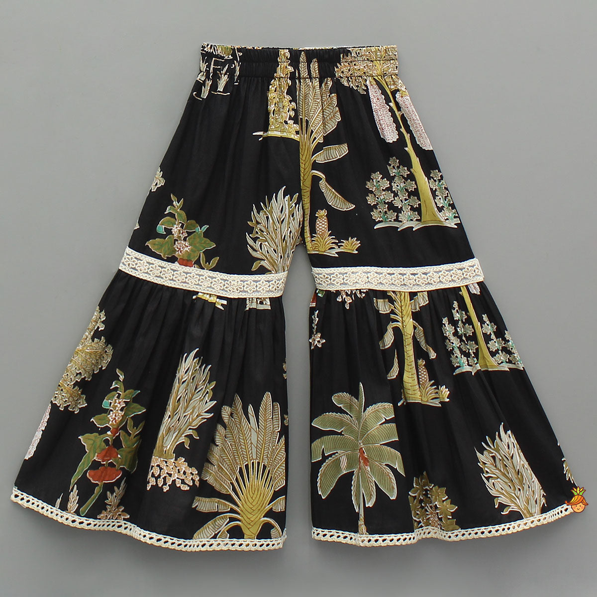 Floral Lace-Detail Halter Neck Kurti And Sharara