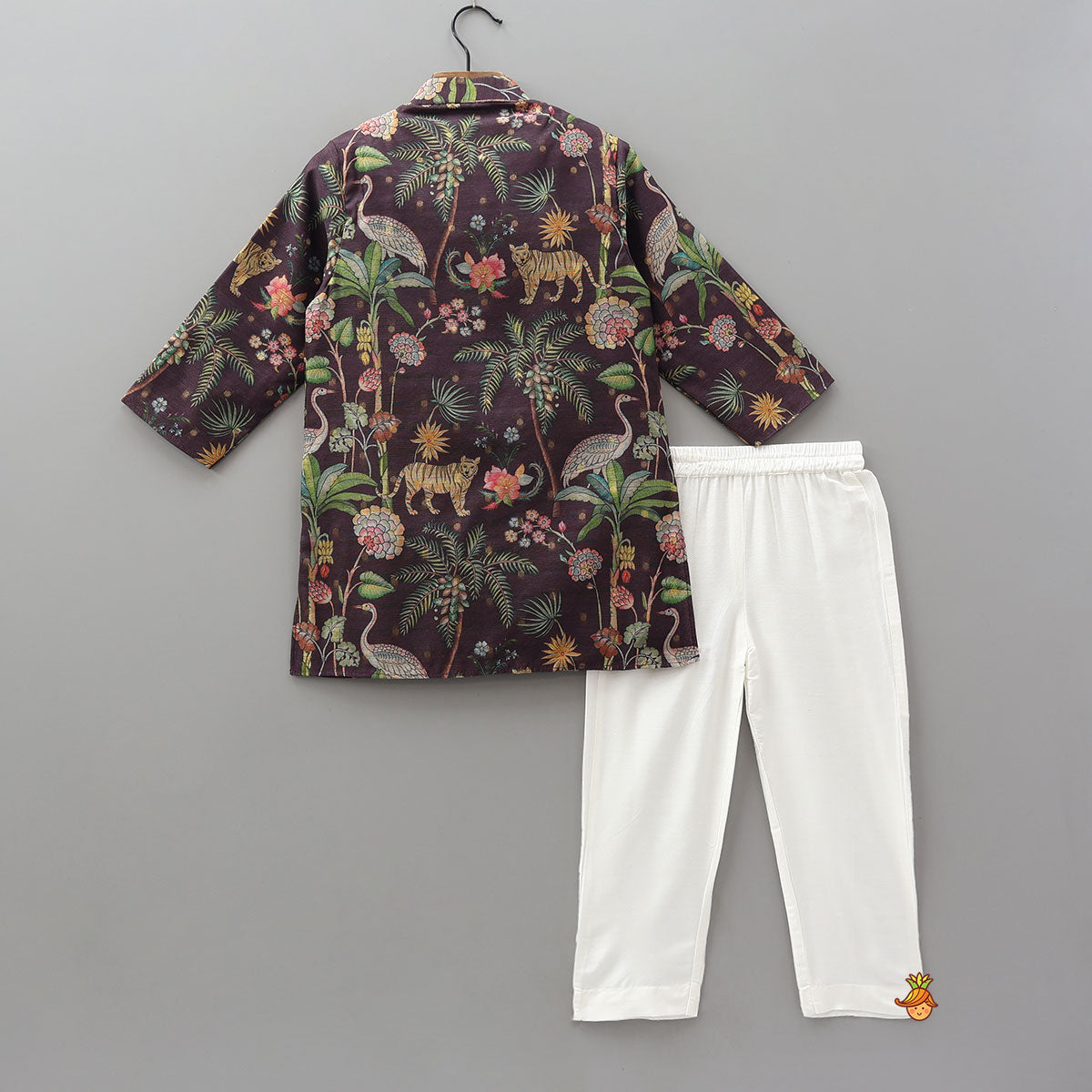 Jungle Printed Jacket Style Ethnic Kurta With Pyjama