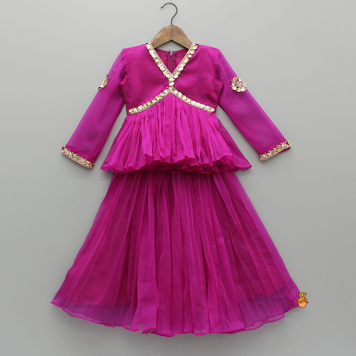 V-Neck Embroidered Top And Lehenga