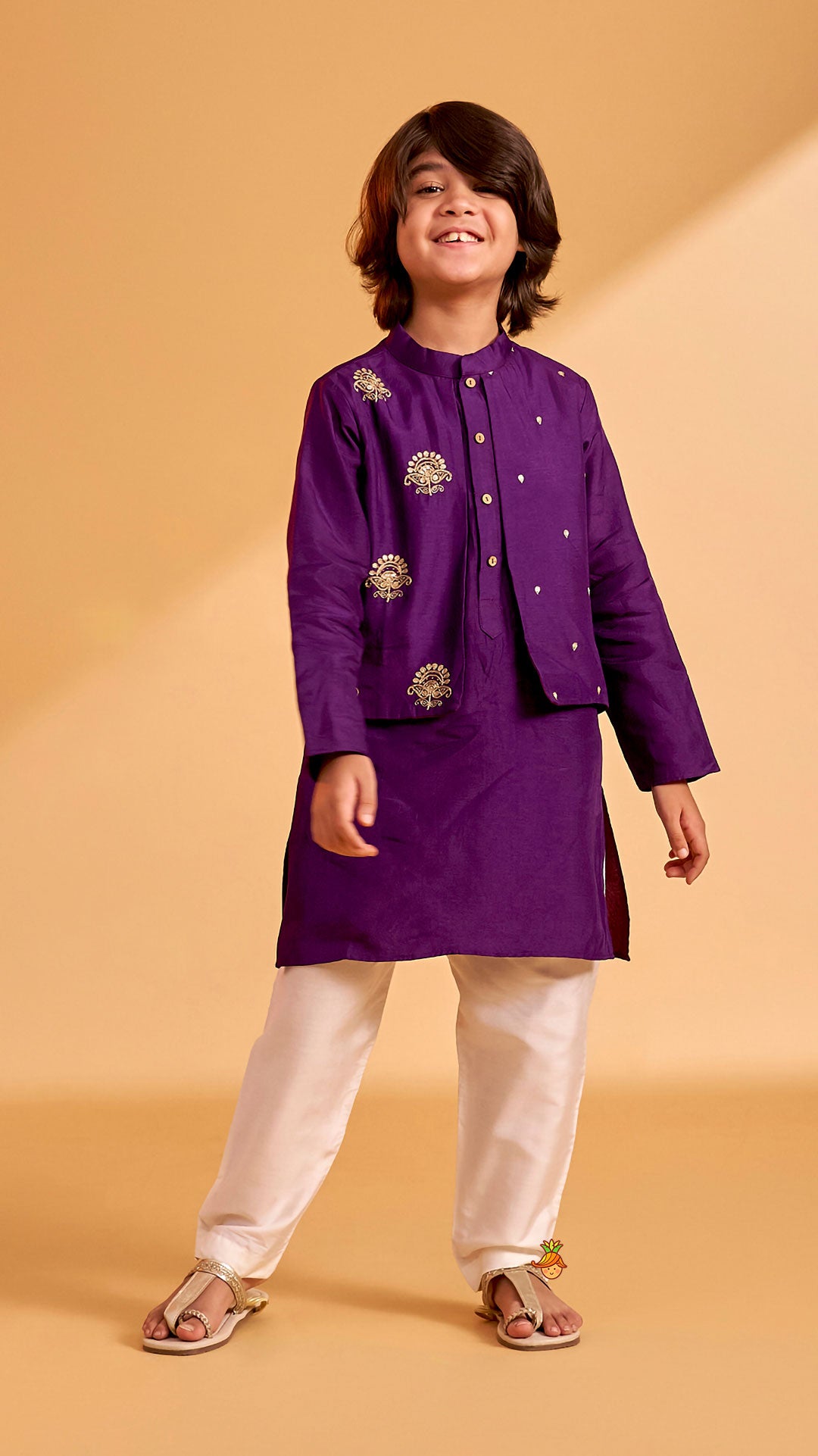 Faux Jacket Style Sequin Embroidered Kurta With Pyjama