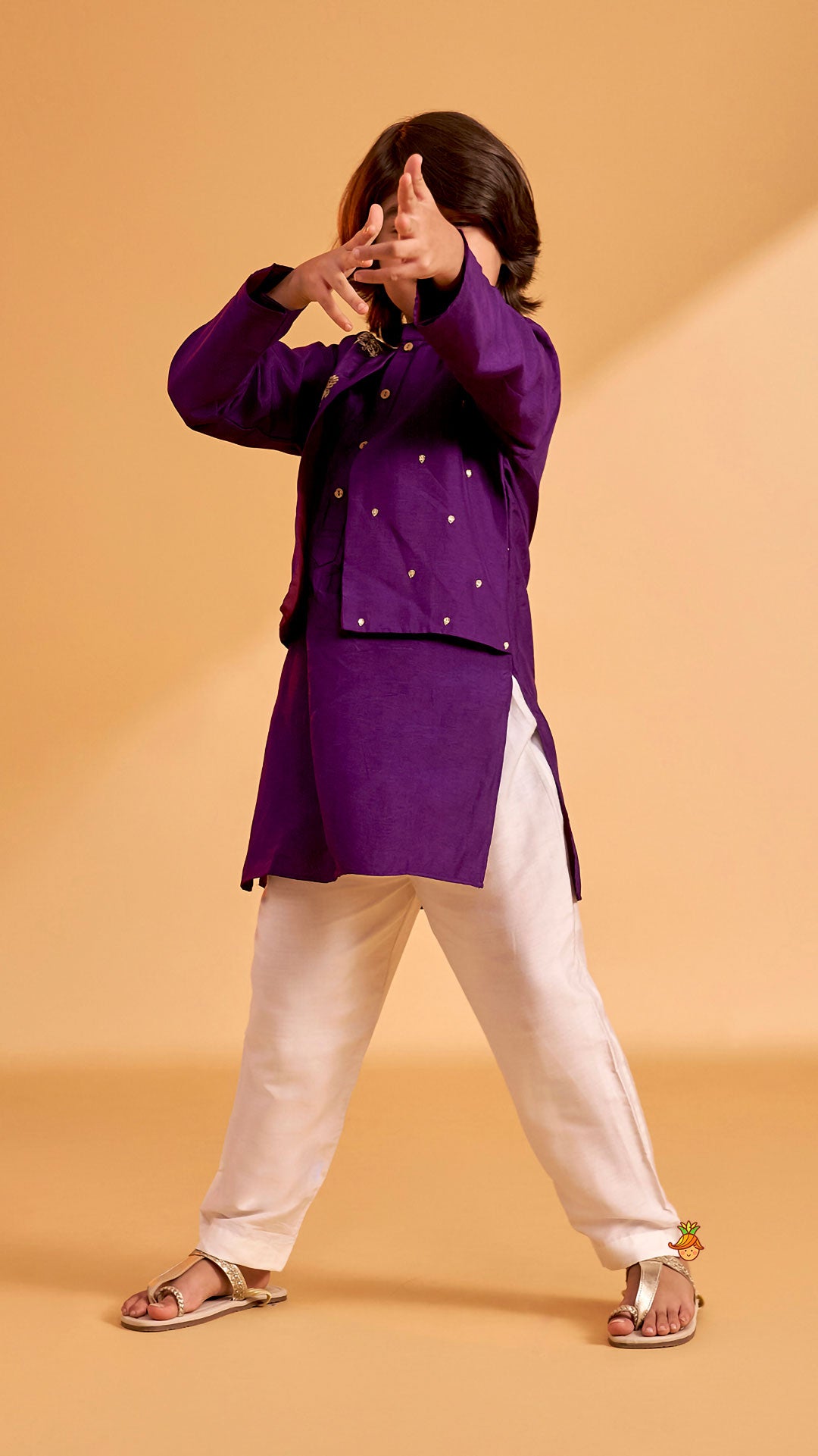 Faux Jacket Style Sequin Embroidered Kurta With Pyjama
