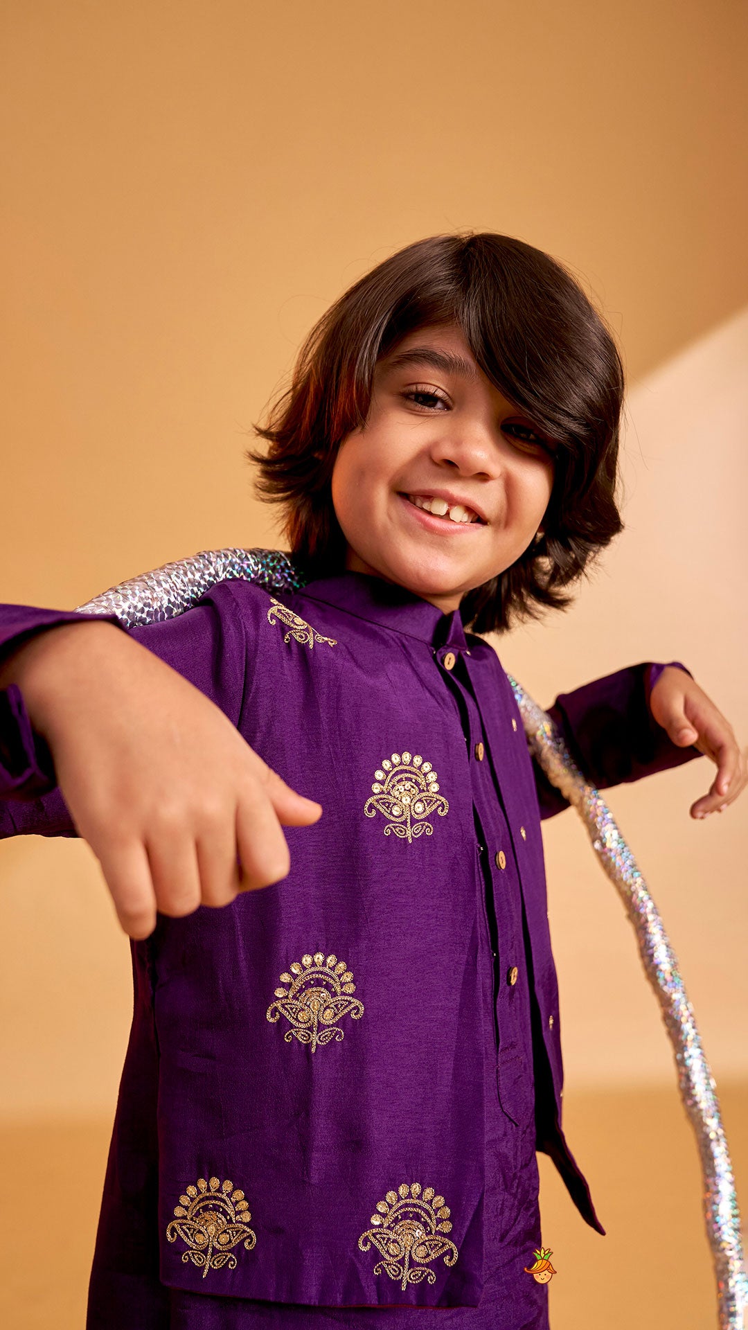 Faux Jacket Style Sequin Embroidered Kurta With Pyjama