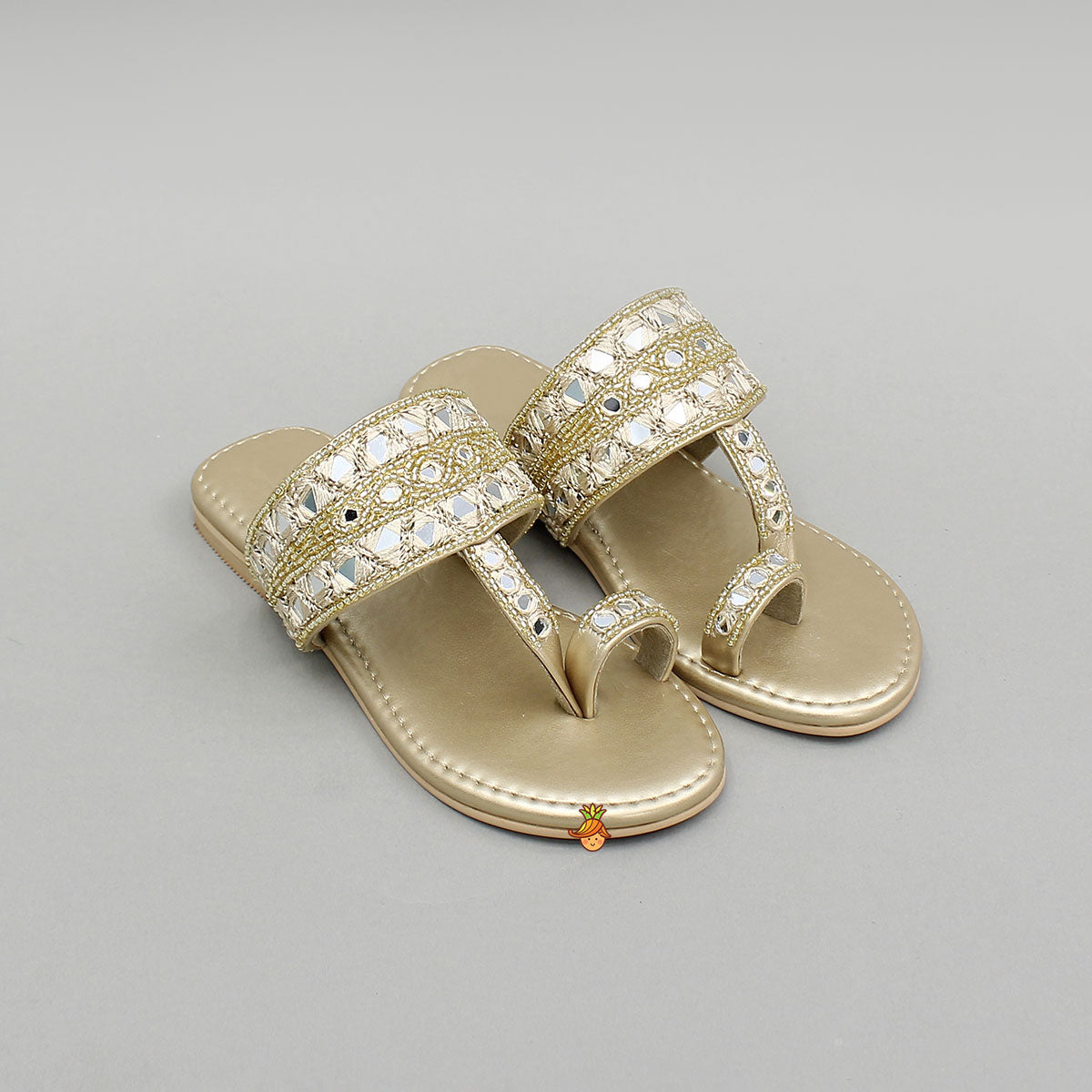 Festive Mirror Embroidered Bead Detailed Ethnic Flats
