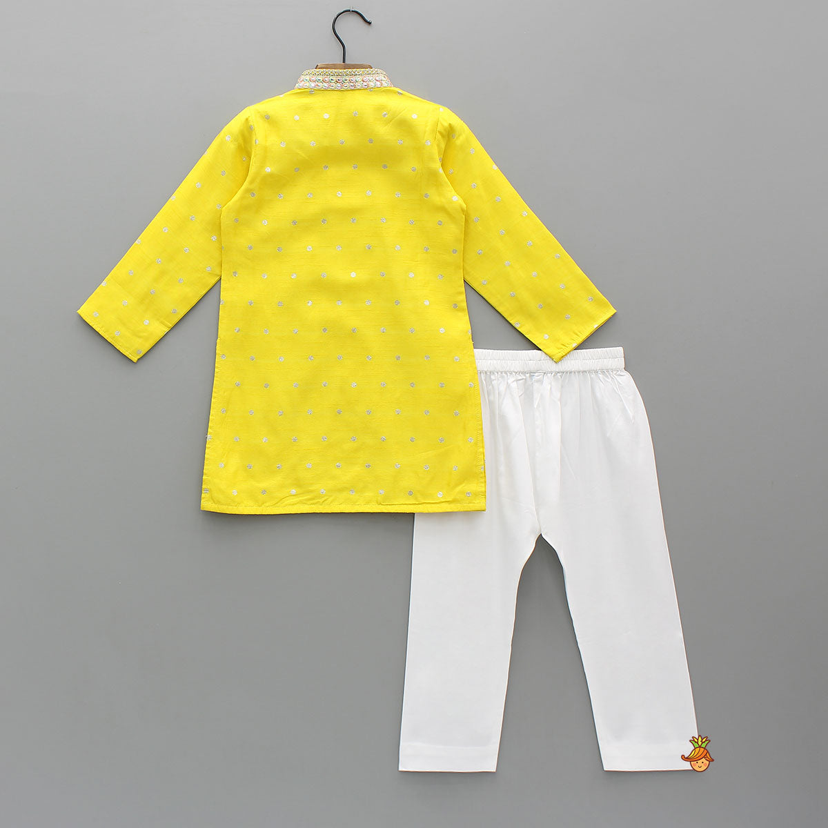 Faux Mirror Lace Work Kurta With Pyjama