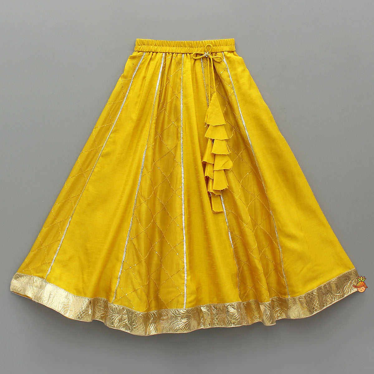 Checks Embroidered Flap Top And Lehenga