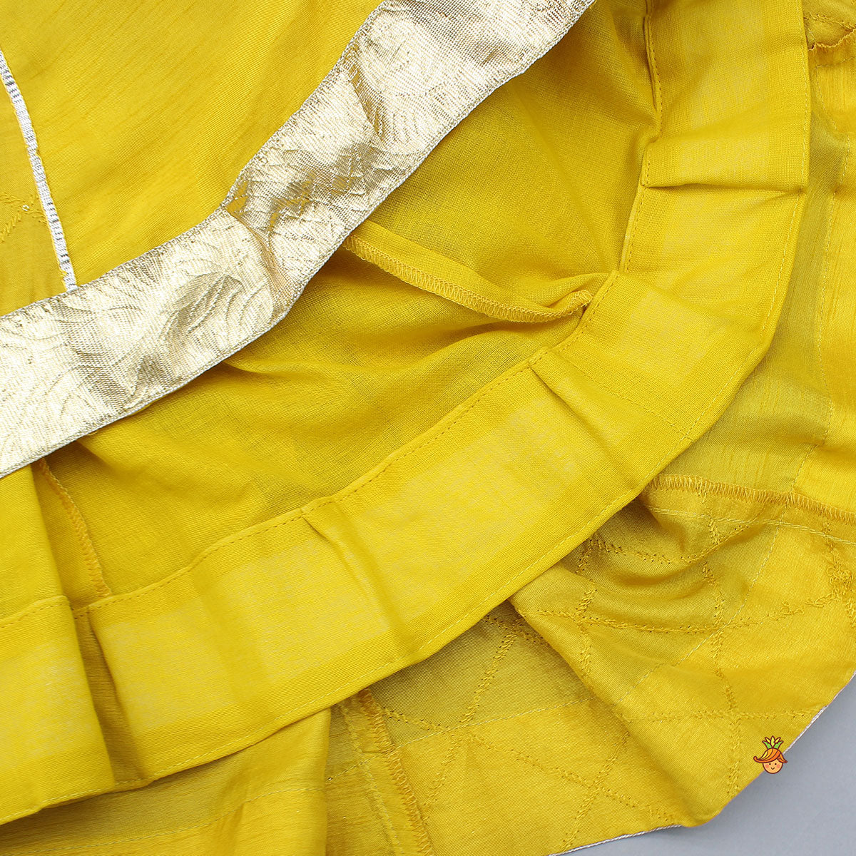 Checks Embroidered Flap Top And Lehenga