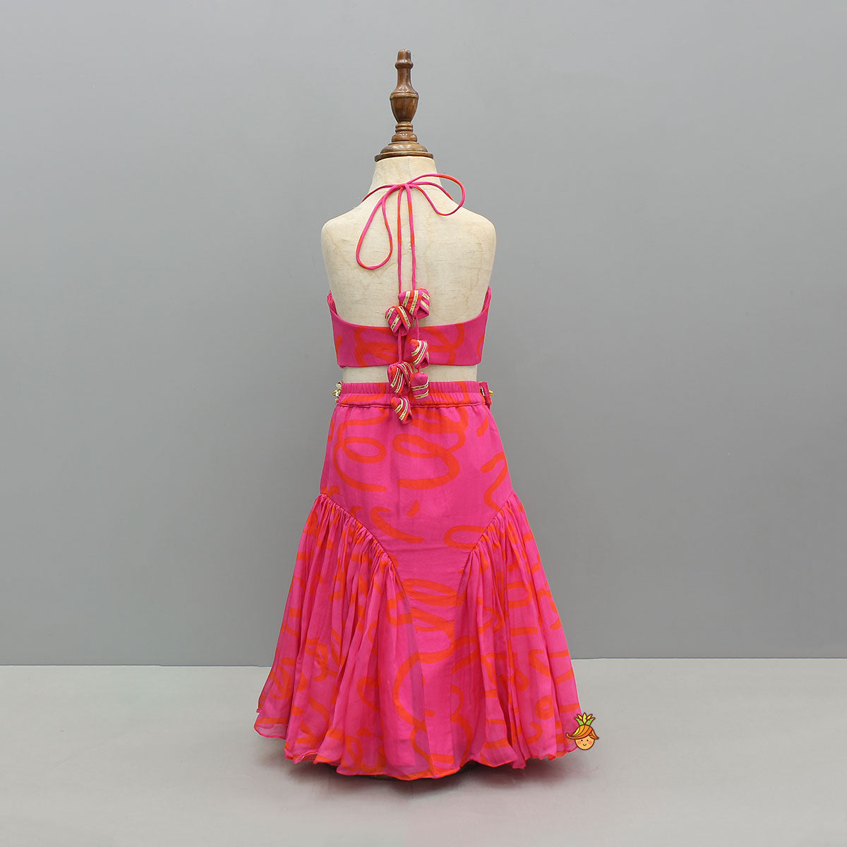 Sequins Embroidered Yoke Top With Printed Lehenga