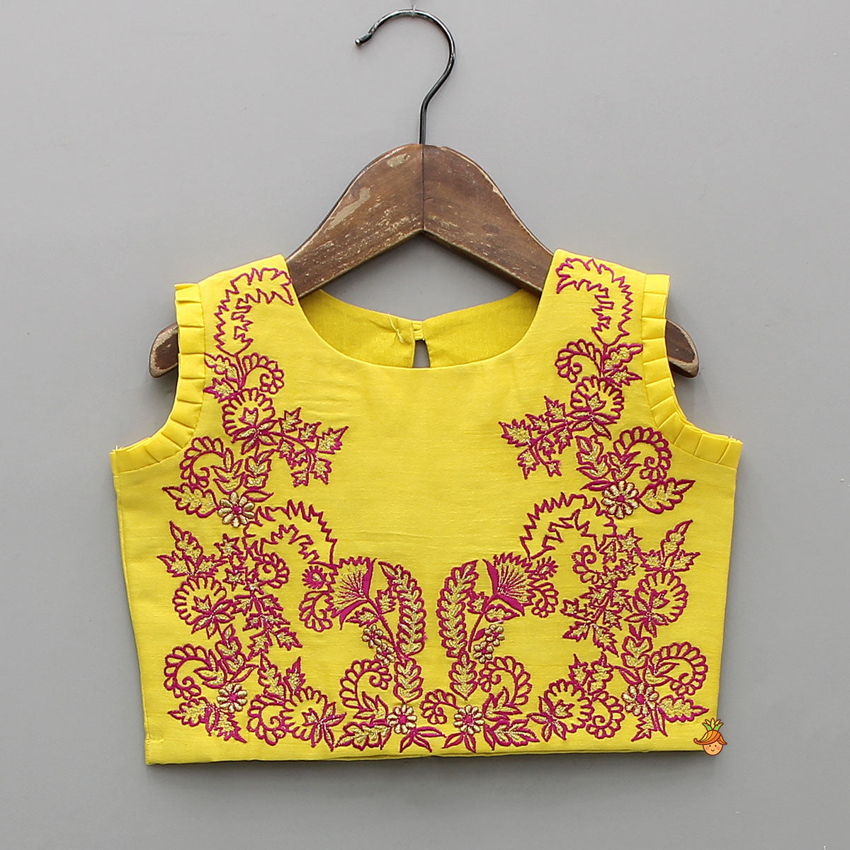 Contrasting Thread Embroidered Top And Lehenga