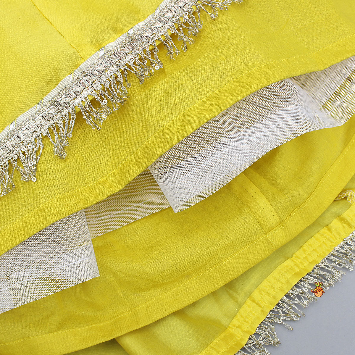Contrasting Thread Embroidered Top And Lehenga