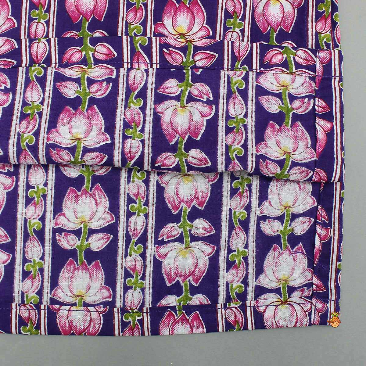 Lotus Printed Kurta With Scalloped Design Jacket And Pyjama