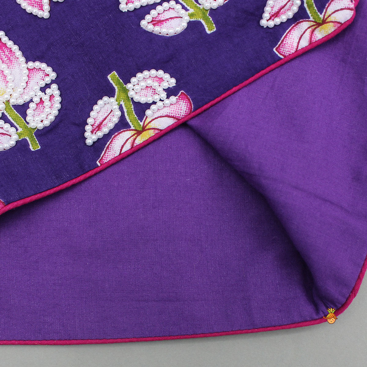 Lotus Printed Kurta With Scalloped Design Jacket And Pyjama
