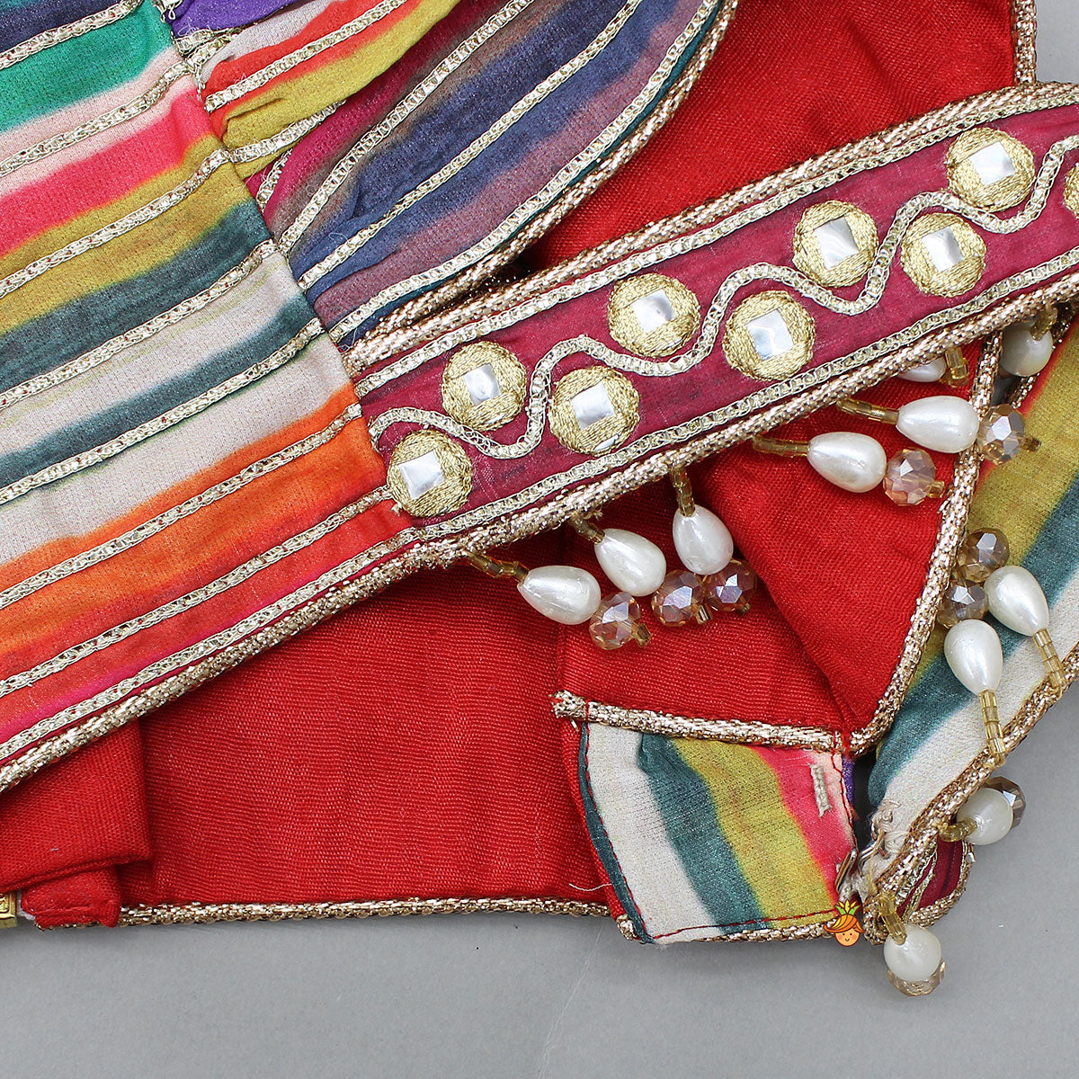 Gorgeous Striped Top With Tiered Sharara And Attached Drape Dupatta